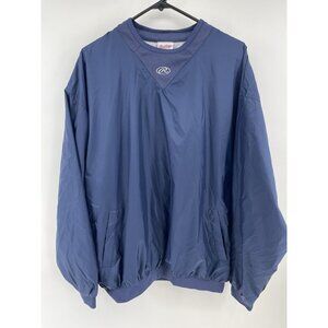 Rawlings Pullover Blue Windbreaker Jacket Mens Practice Elastic Waist XL MLB